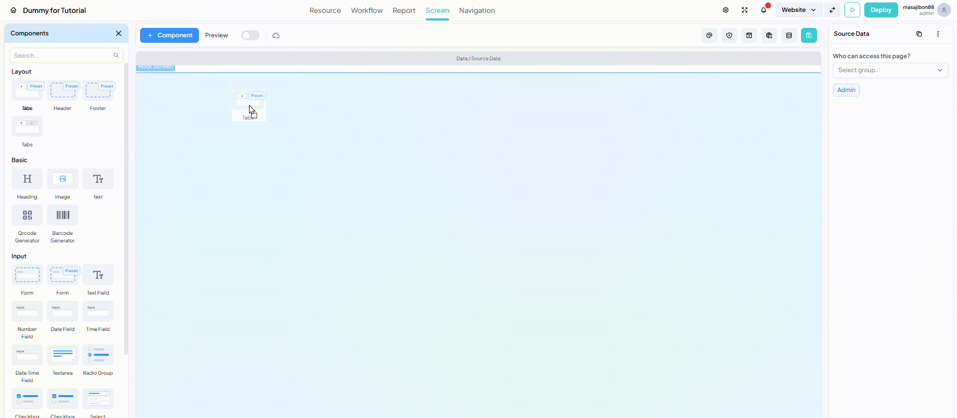 Adding and Arranging Tabs Section