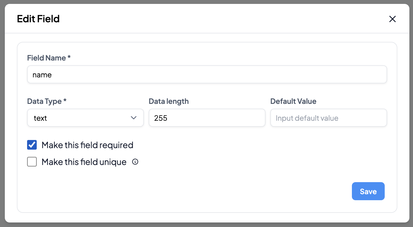 Edit Field Modal